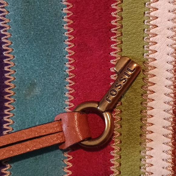 Fossil leather multi color 🎒 bag. Authentic - Picture 2 of 11